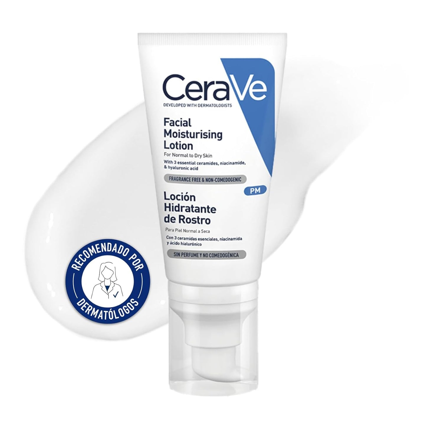 Cerave, Loción Hidratante De Rostro PM, Para Piel Normal a Seca, Hidrata Y Restaura La Barrera Protectora De La Piel, Enriquecida Con Ceramidas Esenciales, Niacinamida Y Ácido Hialurónico, 52Ml