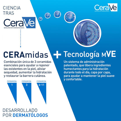 Cerave, Loción Hidratante De Rostro SPF 50, Para Piel Normal a Seca, Hidratación Y Alta Protección Contra Los Rayos UVB/UVA, Enriquecida Con Ceramidas